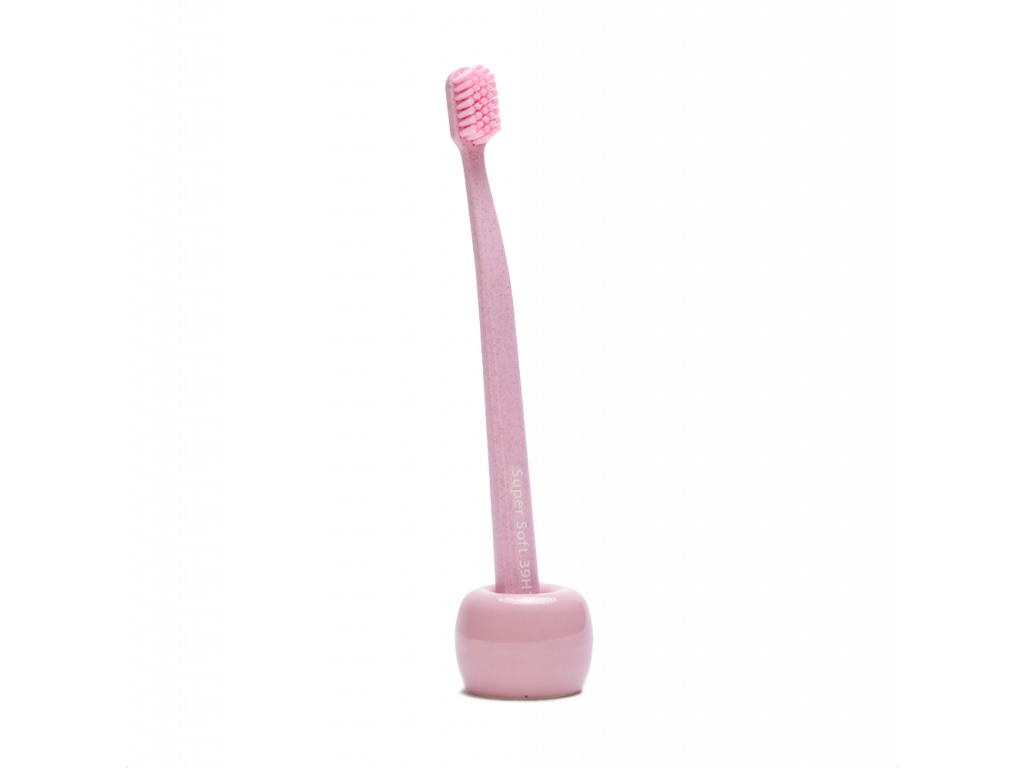 Toothbrush and holder set - pink